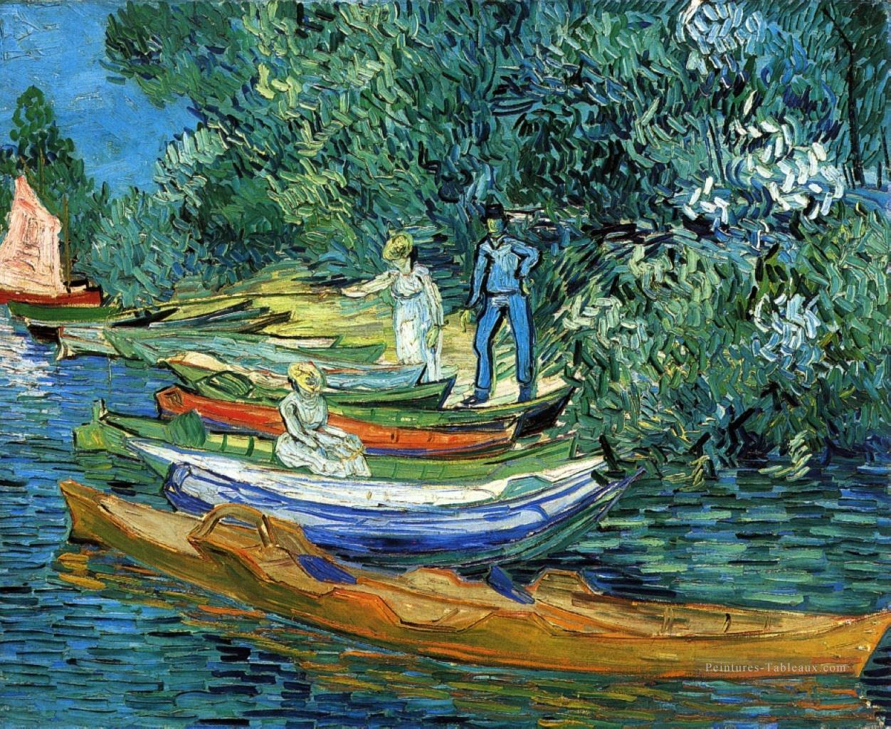 Bateaux à rames sur les bords de l’Oise Vincent van Gogh Peintures à l'huile
